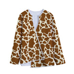 Brown Cow Print Long Sleeve Short Coat
