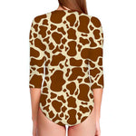 Brown Cow Print Long Sleeve Swimsuit