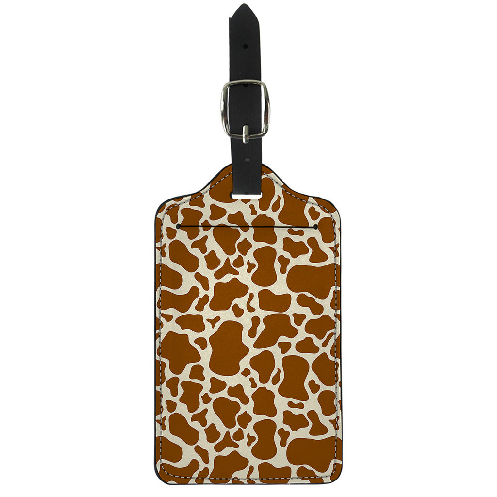 Brown Cow Print Luggage Tag