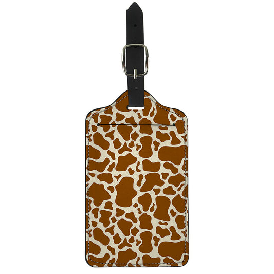 Brown Cow Print Luggage Tag