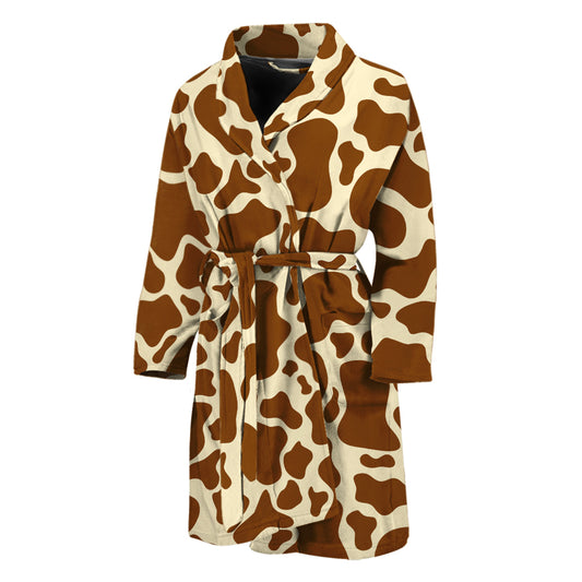 Brown Cow Print Men's Bathrobe