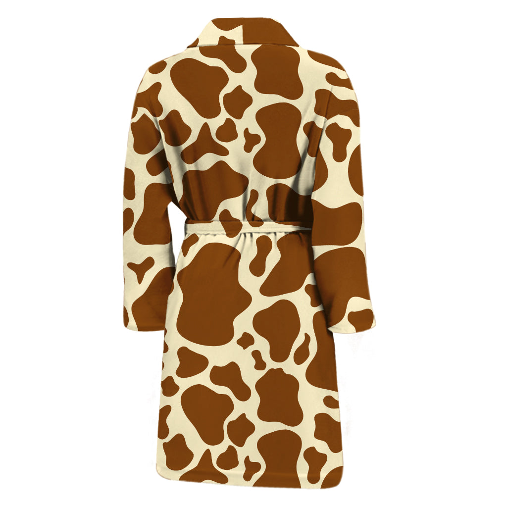 Brown Cow Print Men's Bathrobe