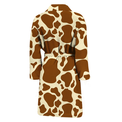 Brown Cow Print Men's Bathrobe