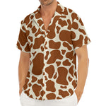 Brown Cow Print Men's Deep V-Neck Shirt