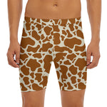 Brown Cow Print Men's Long Boxer Briefs