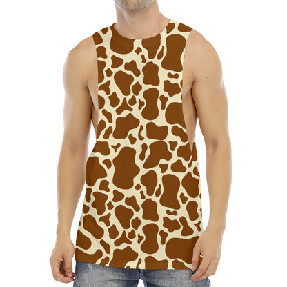 Brown Cow Print Men's Muscle Tank Top