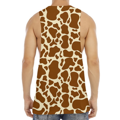 Brown Cow Print Men's Muscle Tank Top