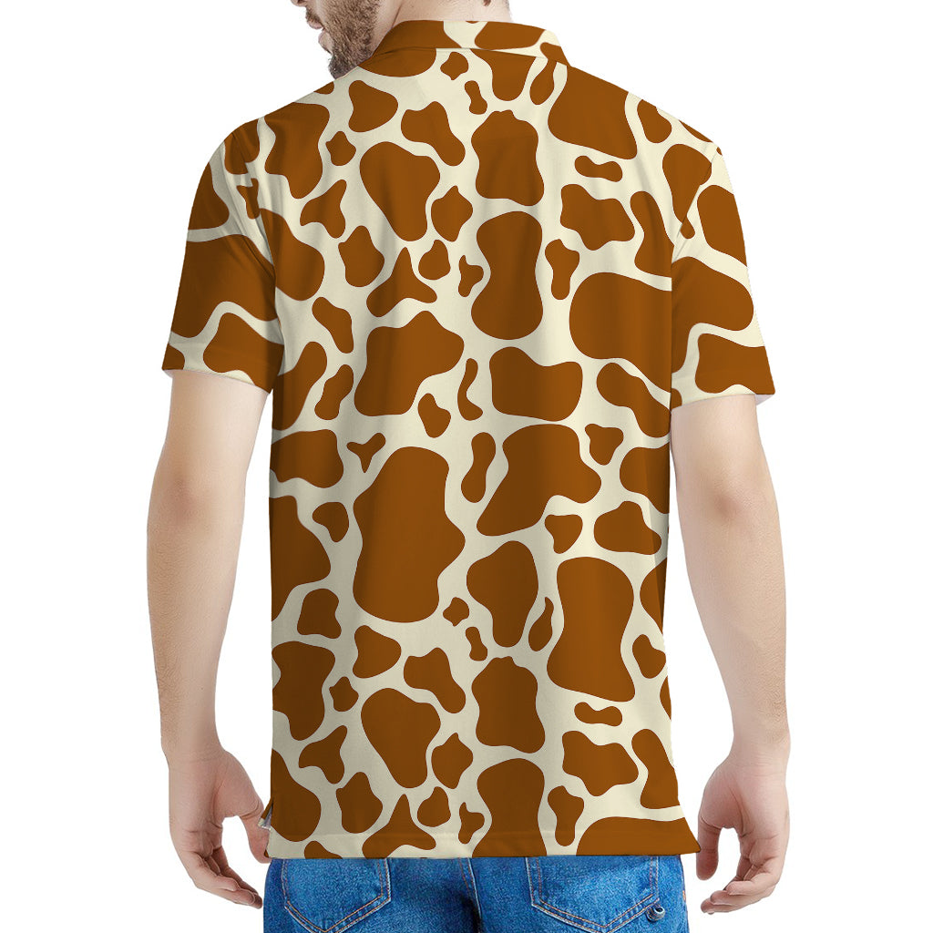 Brown Cow Print Men's Polo Shirt