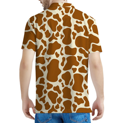 Brown Cow Print Men's Polo Shirt
