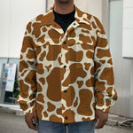 Brown Cow Print Men's Shirt Jacket