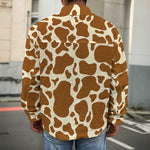 Brown Cow Print Men's Shirt Jacket
