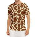 Brown Cow Print Men's Short Sleeve Rash Guard