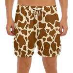 Brown Cow Print Men's Split Running Shorts