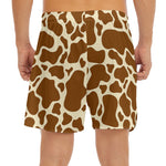 Brown Cow Print Men's Split Running Shorts