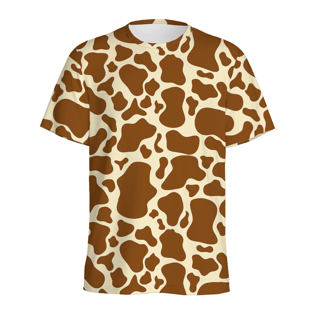 Brown Cow Print Men's Sports T-Shirt