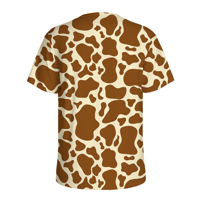 Brown Cow Print Men's Sports T-Shirt