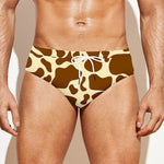 Brown Cow Print Men's Swim Briefs