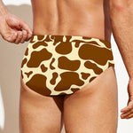 Brown Cow Print Men's Swim Briefs