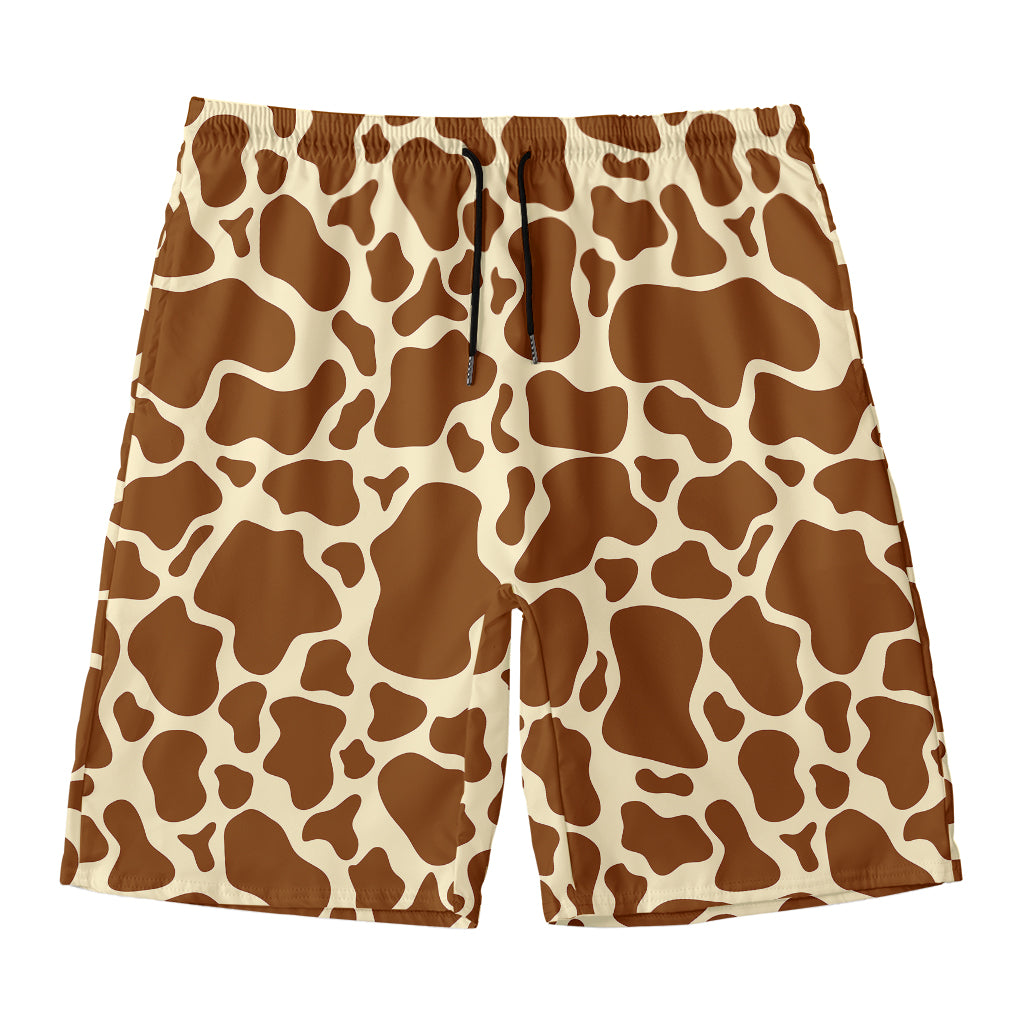 Brown Cow Print Men's Swim Trunks