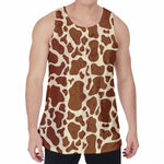 Brown Cow Print Men's Velvet Tank Top