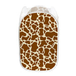 Brown Cow Print Mesh Laundry Hamper