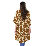 Brown Cow Print Open Front Beach Cover Up