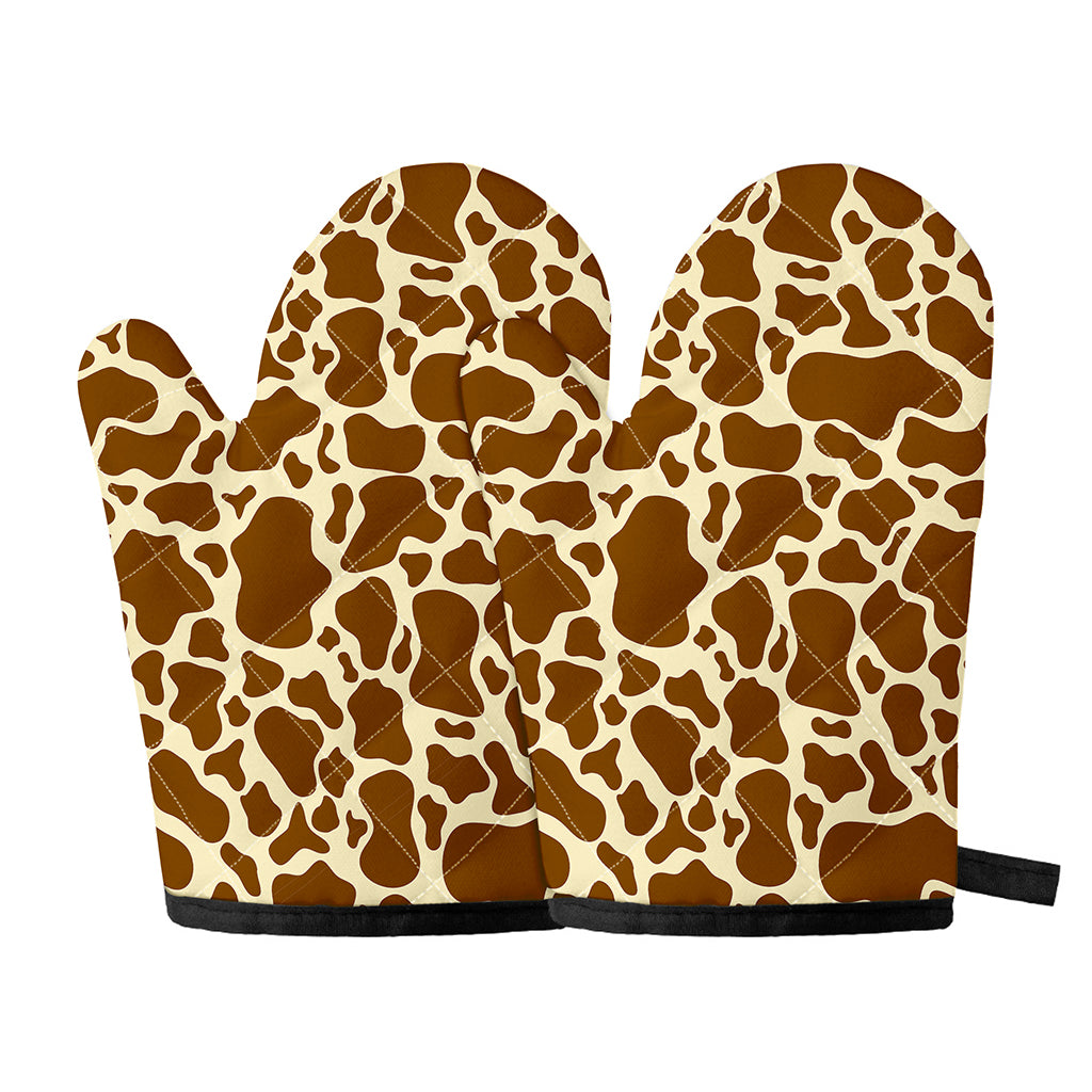Brown Cow Print Oven Mitts