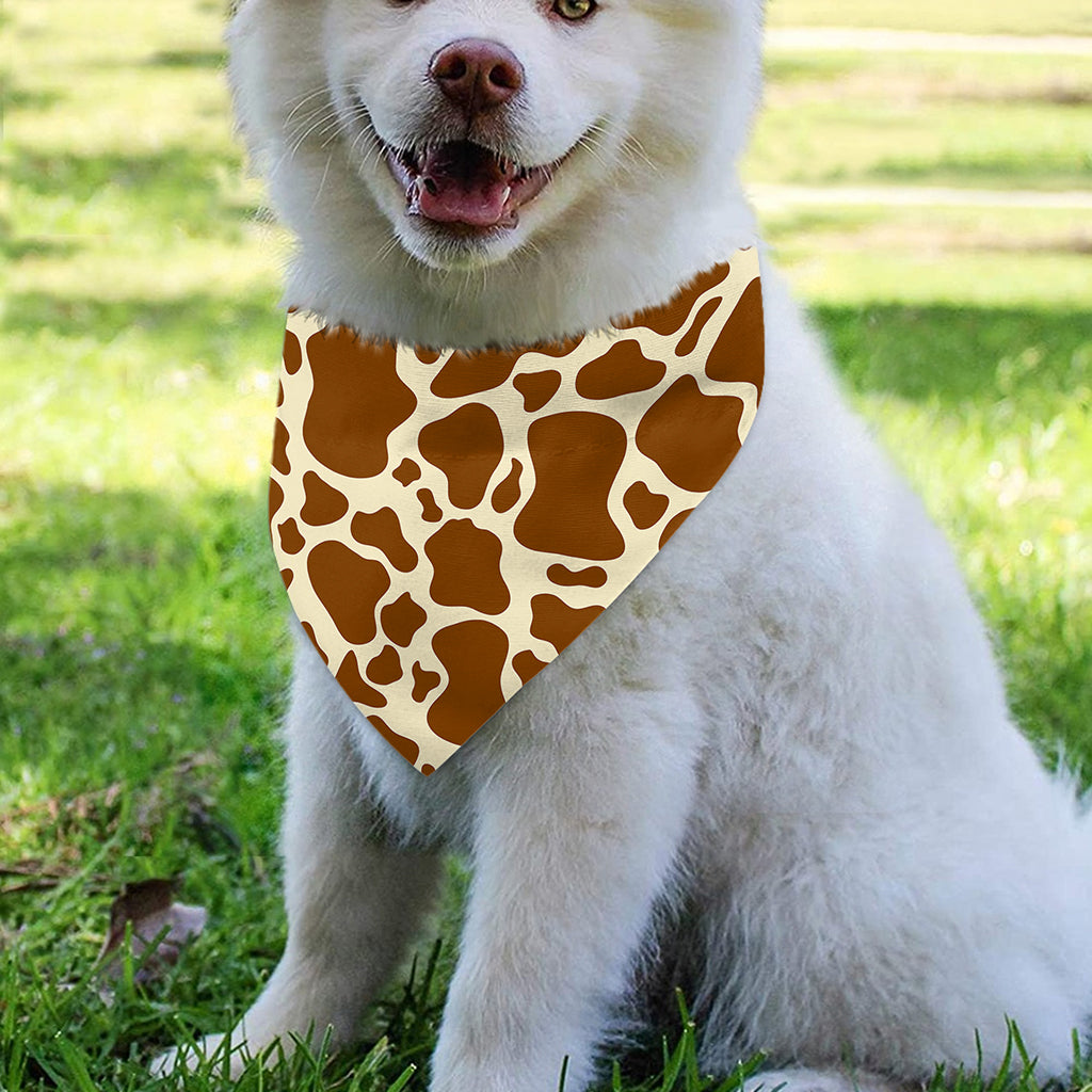 Brown Cow Print Over The Collar Dog Bandana