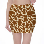Brown Cow Print Pencil Mini Skirt