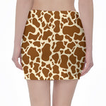 Brown Cow Print Pencil Mini Skirt