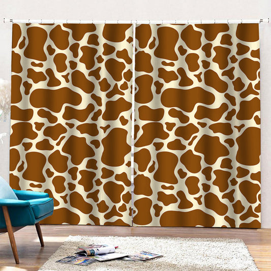 Brown Cow Print Pencil Pleat Curtains