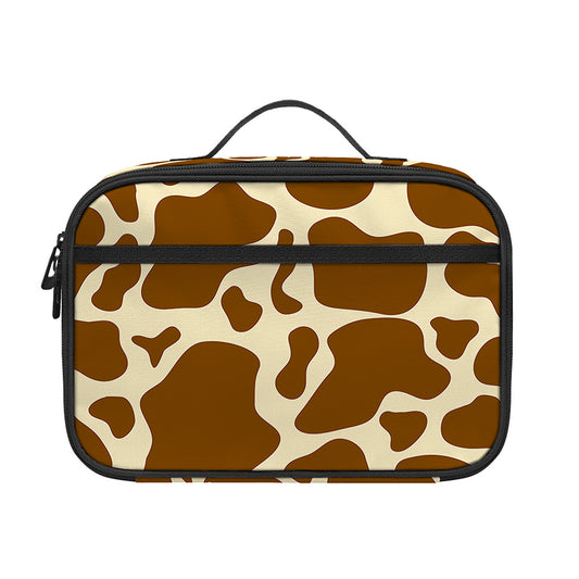 Brown Cow Print Portable Lunch Bag