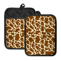 Brown Cow Print Pot Holders With Pocket