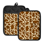 Brown Cow Print Pot Holders With Pocket
