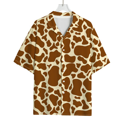 Brown Cow Print Rayon Hawaiian Shirt