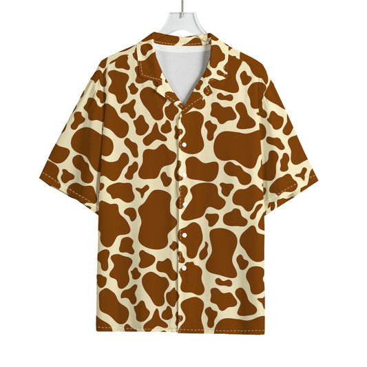 Brown Cow Print Rayon Hawaiian Shirt