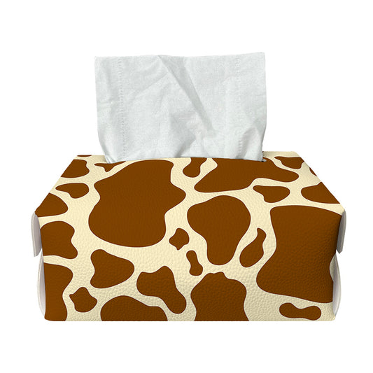 Brown Cow Print Rectangle Tissue Box Cover