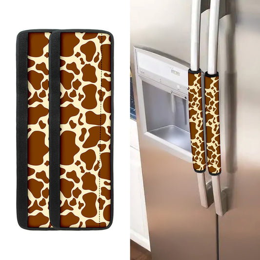 Brown Cow Print Refrigerator Handle Covers