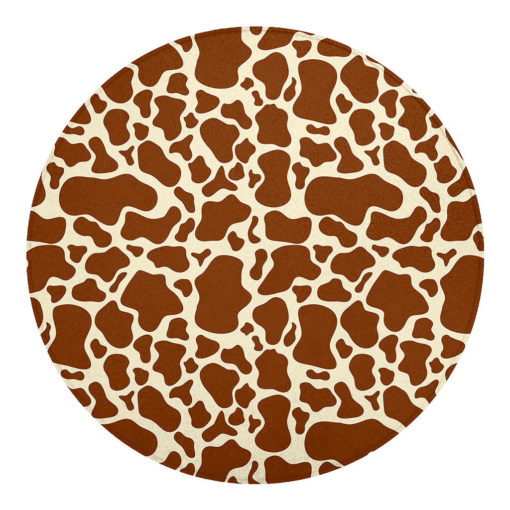 Brown Cow Print Round Blanket