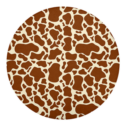 Brown Cow Print Round Blanket