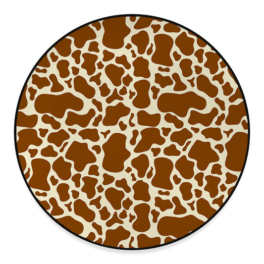 Brown Cow Print Round Floor Mat