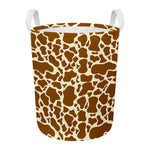 Brown Cow Print Round Laundry Basket
