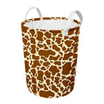Brown Cow Print Round Laundry Basket