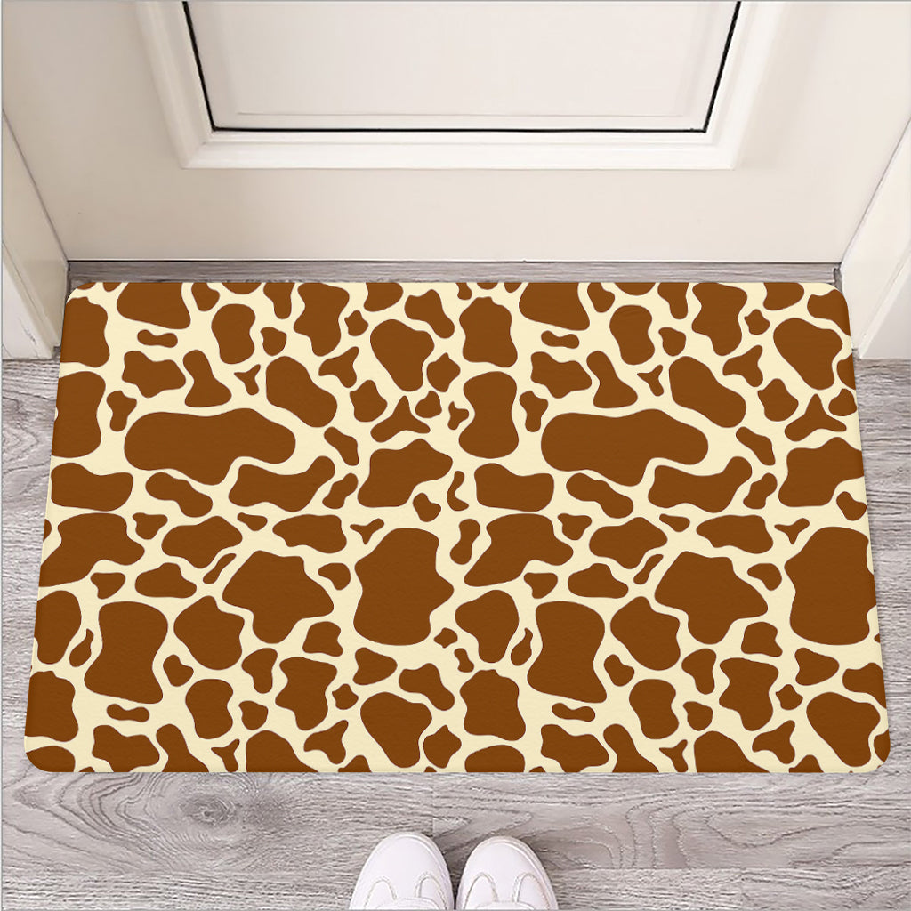 Brown Cow Print Rubber Doormat