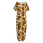 Brown Cow Print Short Sleeve Long Nightdress