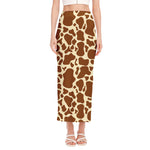 Brown Cow Print Side Slit Maxi Skirt