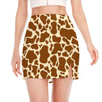 Brown Cow Print Side Slit Mini Skirt