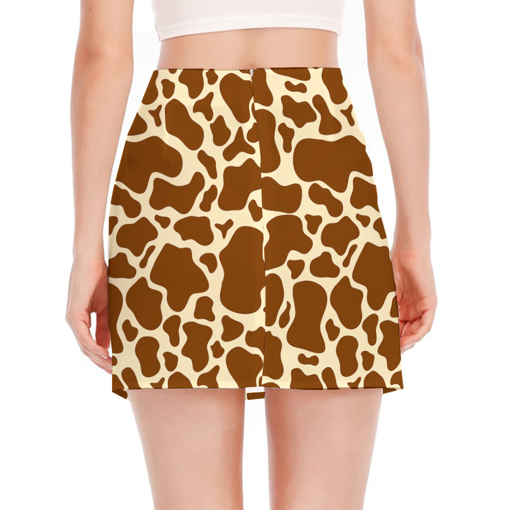 Brown Cow Print Side Slit Mini Skirt