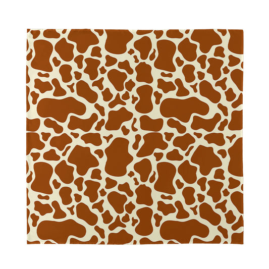 Brown Cow Print Silk Bandana