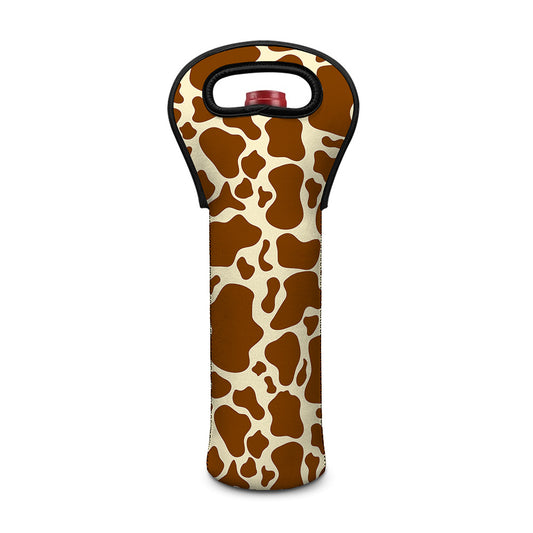 Brown Cow Print Single Neoprene Wine Tote